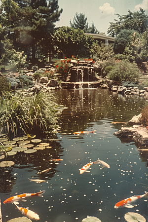 水塘锦鲤高清许愿素材