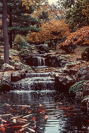 水塘锦鲤水池春节素材