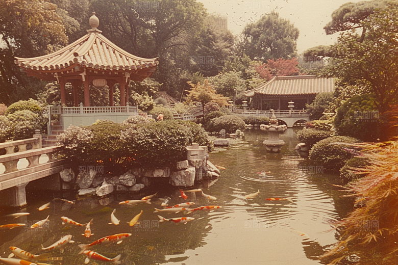 水塘锦鲤春节喜庆素材
