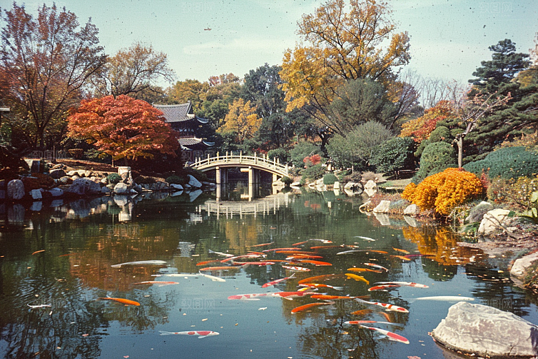 水塘锦鲤高清水池素材