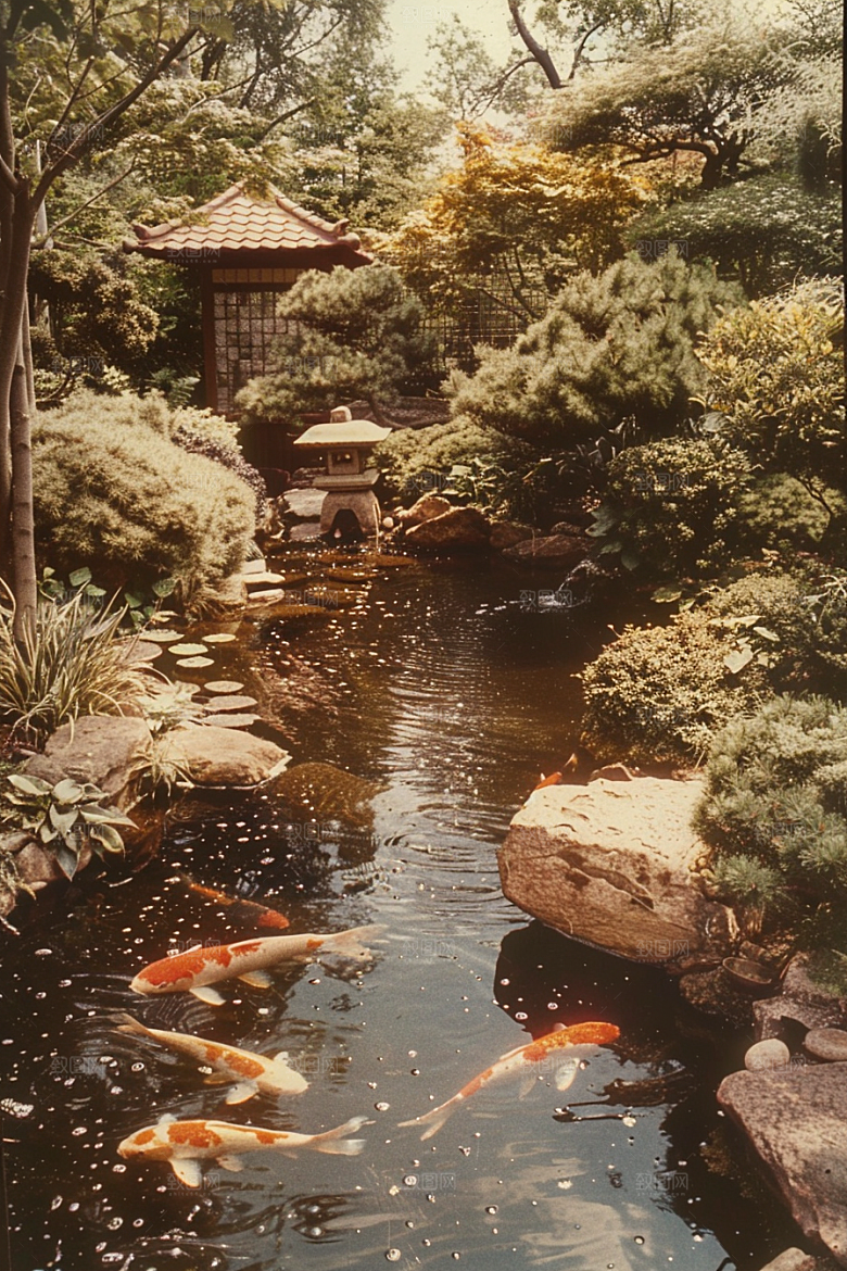 水塘锦鲤过年五彩素材