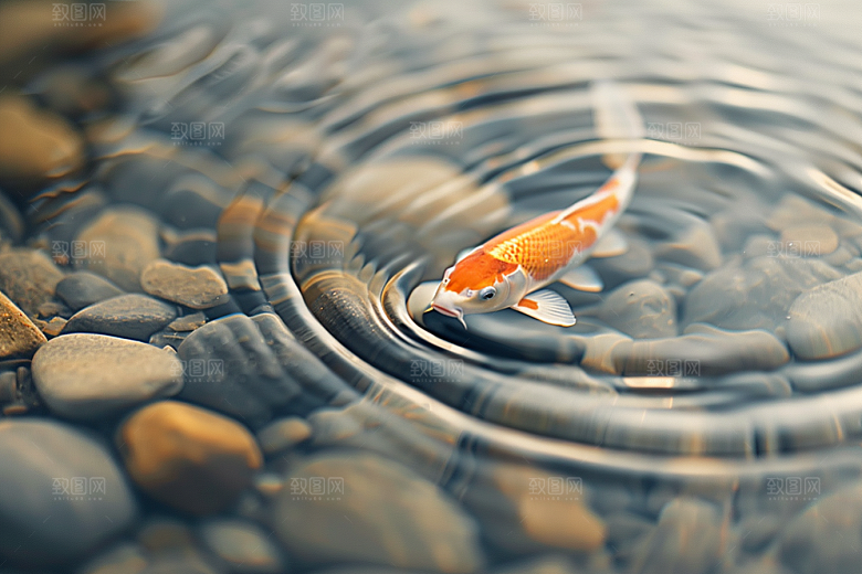 水塘锦鲤春节许愿素材