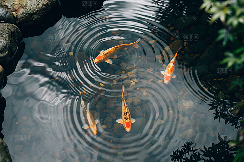 水塘锦鲤新年水池素材
