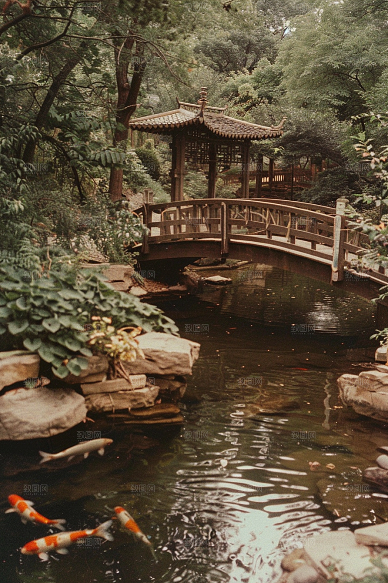 水塘锦鲤过年高清素材