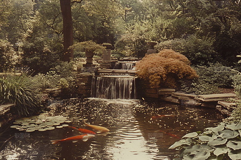 水塘锦鲤过年水池素材