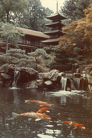 水塘锦鲤过年祝福素材