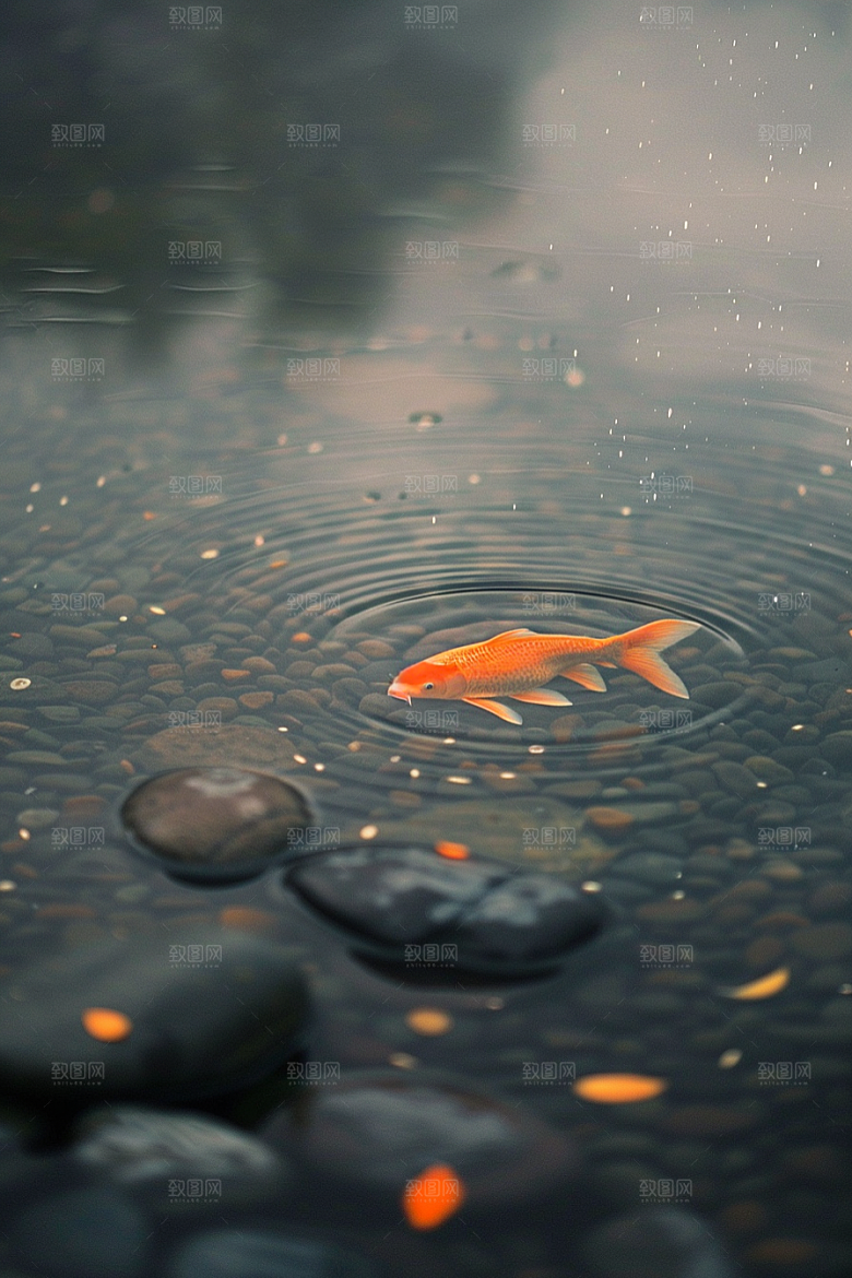 水塘锦鲤春节喜庆素材