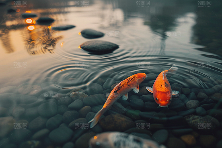 水塘锦鲤过年水池素材