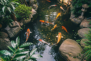 水塘锦鲤高清新年素材