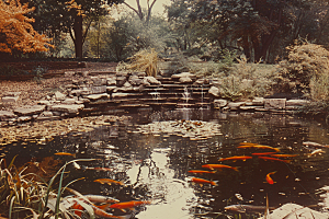 水塘锦鲤春节山水素材