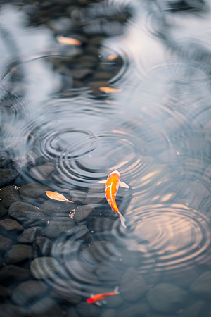 水塘锦鲤春节好运素材