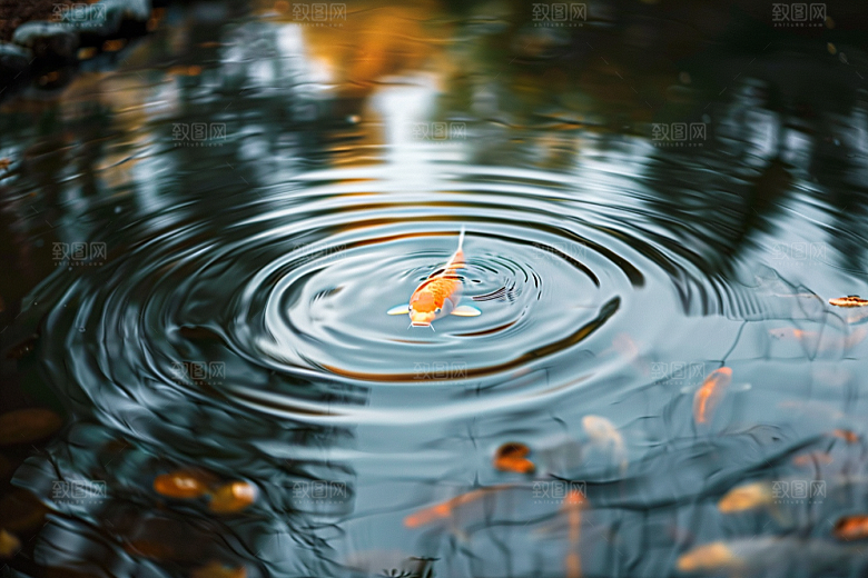 水塘锦鲤喜庆好运素材