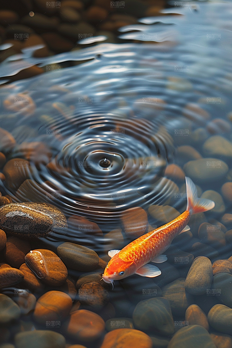 水塘锦鲤过年园林素材