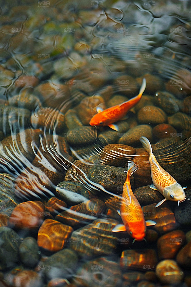 水塘锦鲤春节许愿素材