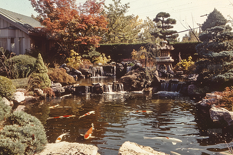 水塘锦鲤春节过年素材