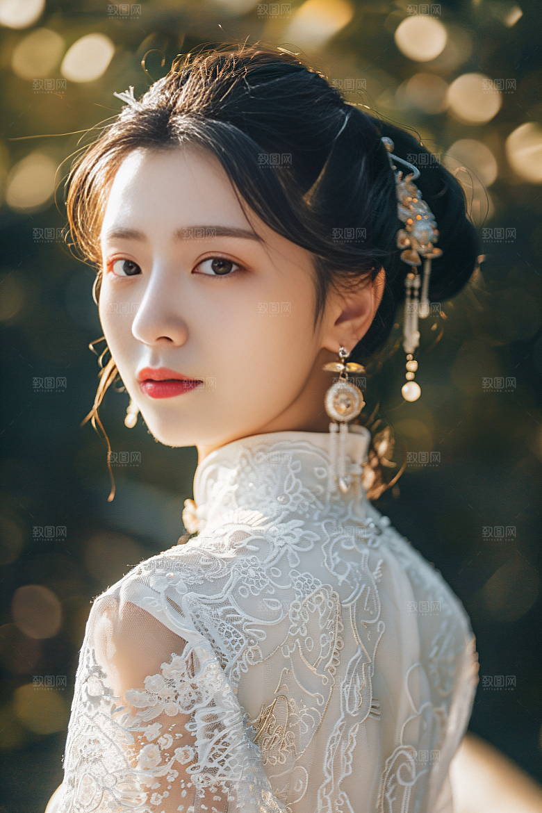 锦鲤汉服美女优雅肖像素材