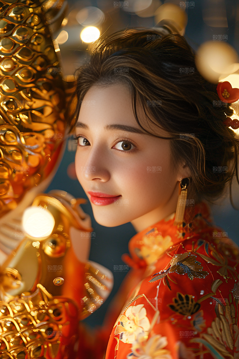 锦鲤汉服美女古风古风素材