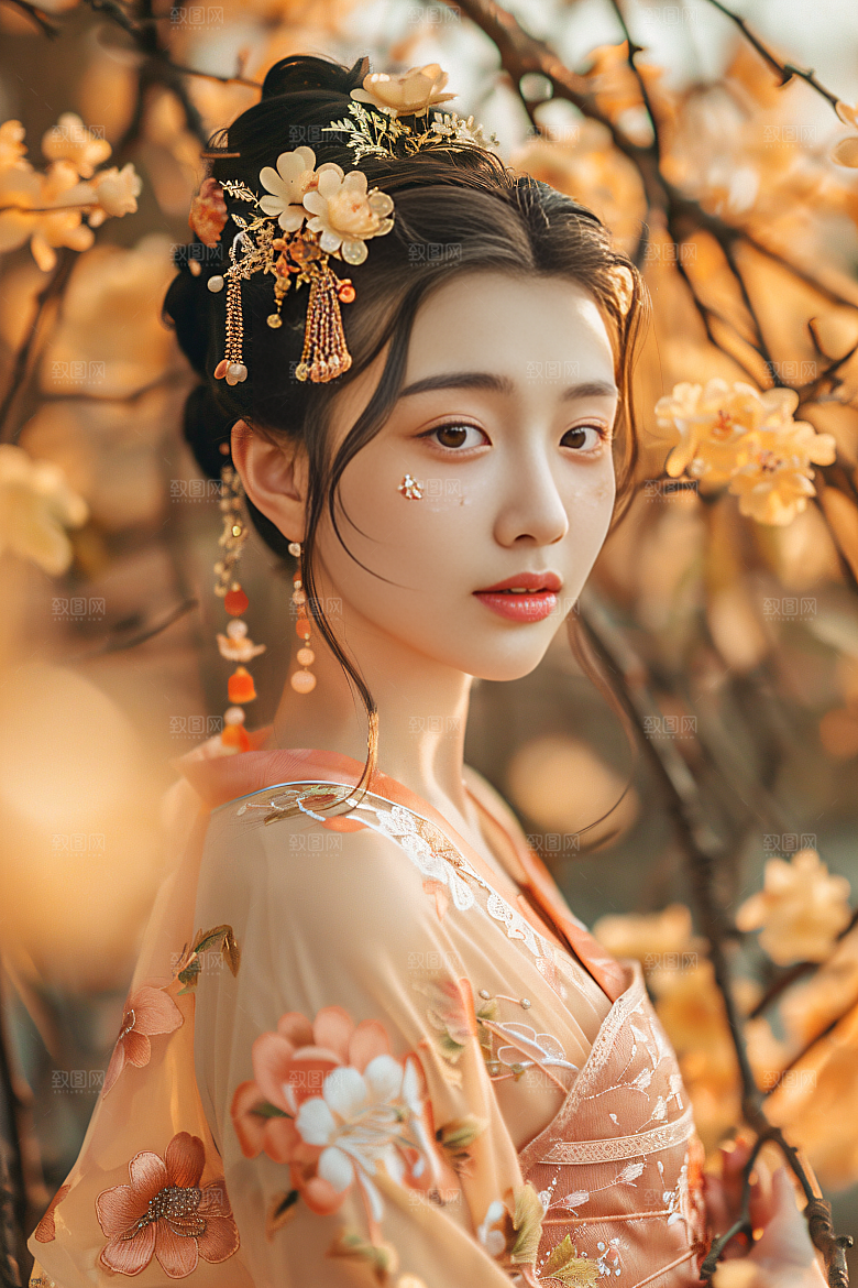 锦鲤汉服美女吉祥人像素材