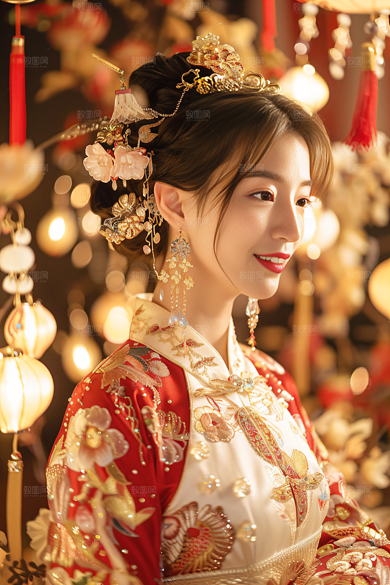 锦鲤汉服美女吉祥古风素材