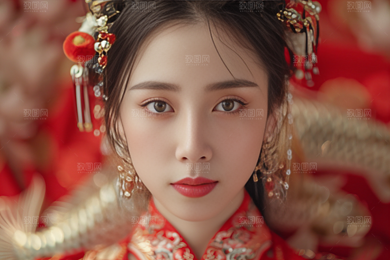 锦鲤汉服美女高清古风素材