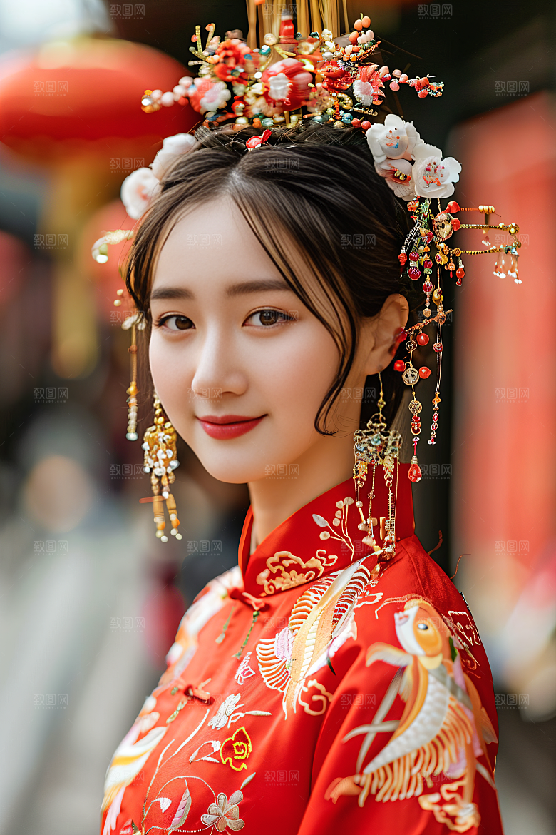 锦鲤汉服美女高清金鱼素材