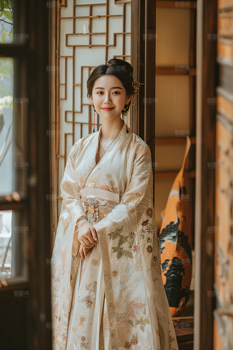 锦鲤汉服美女精致金鱼素材