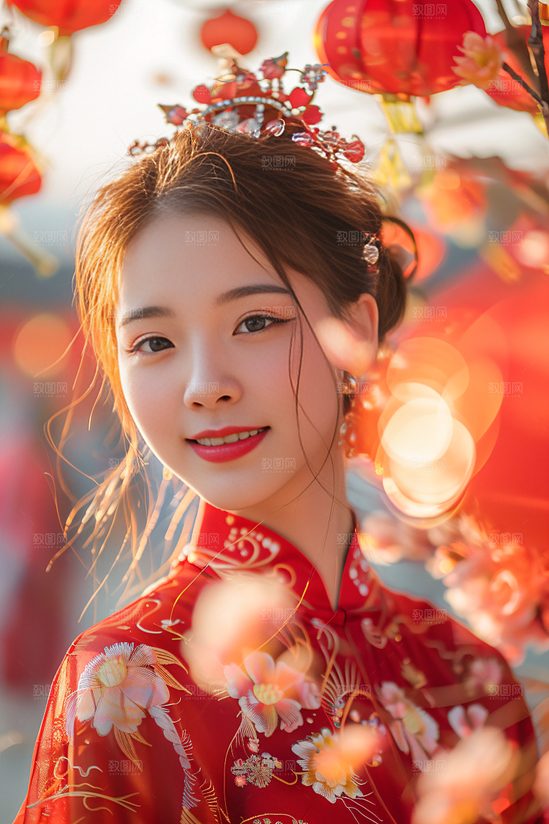 锦鲤汉服美女古风高清素材