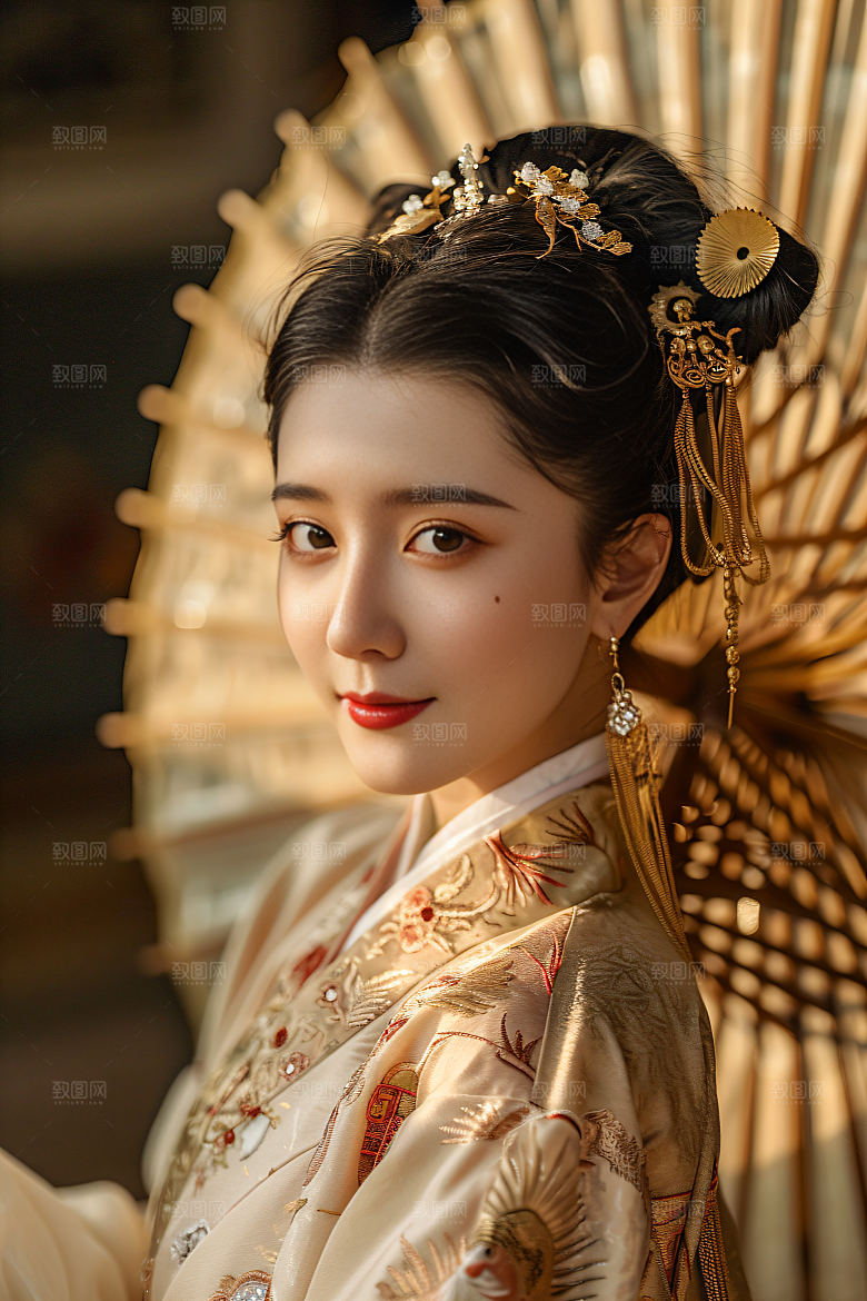锦鲤汉服美女唯美精致素材