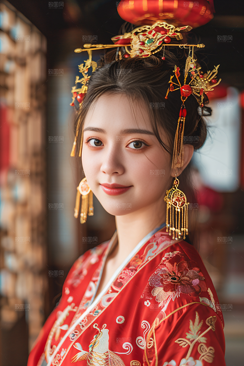 锦鲤汉服美女高清肖像素材
