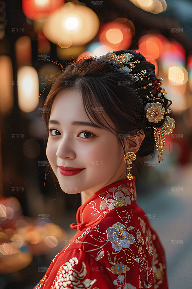 锦鲤汉服美女古风吉祥素材