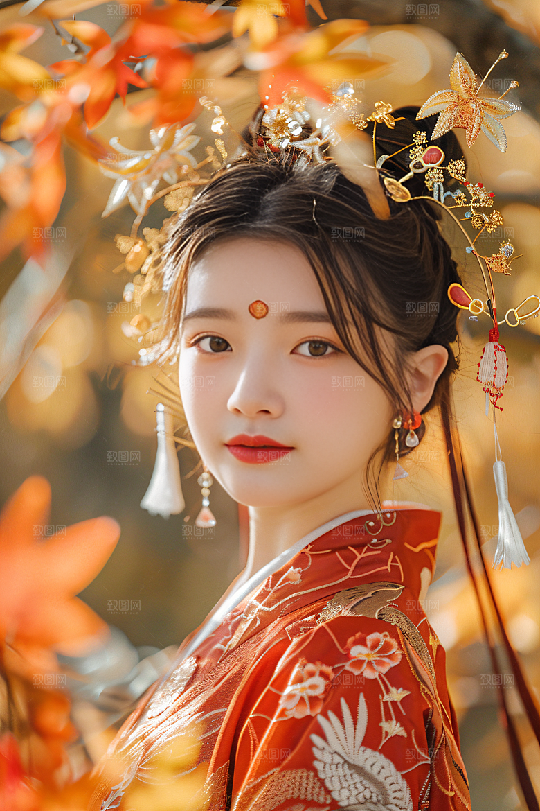 锦鲤汉服美女肖像精致素材