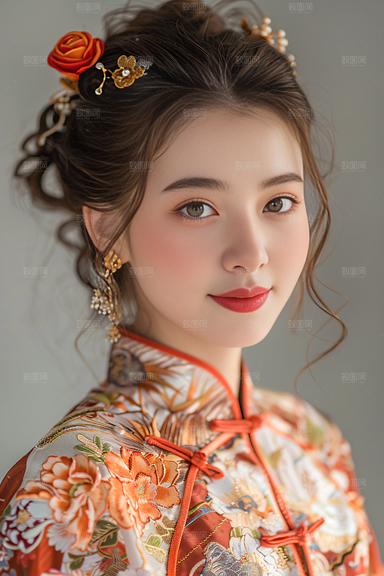 锦鲤汉服美女传统高清素材