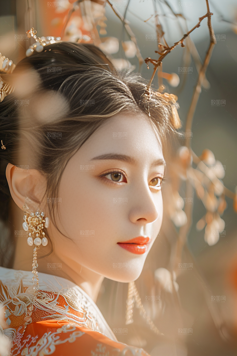 锦鲤汉服美女精致优雅素材