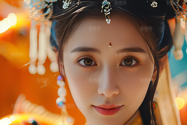 锦鲤汉服美女古风高清素材