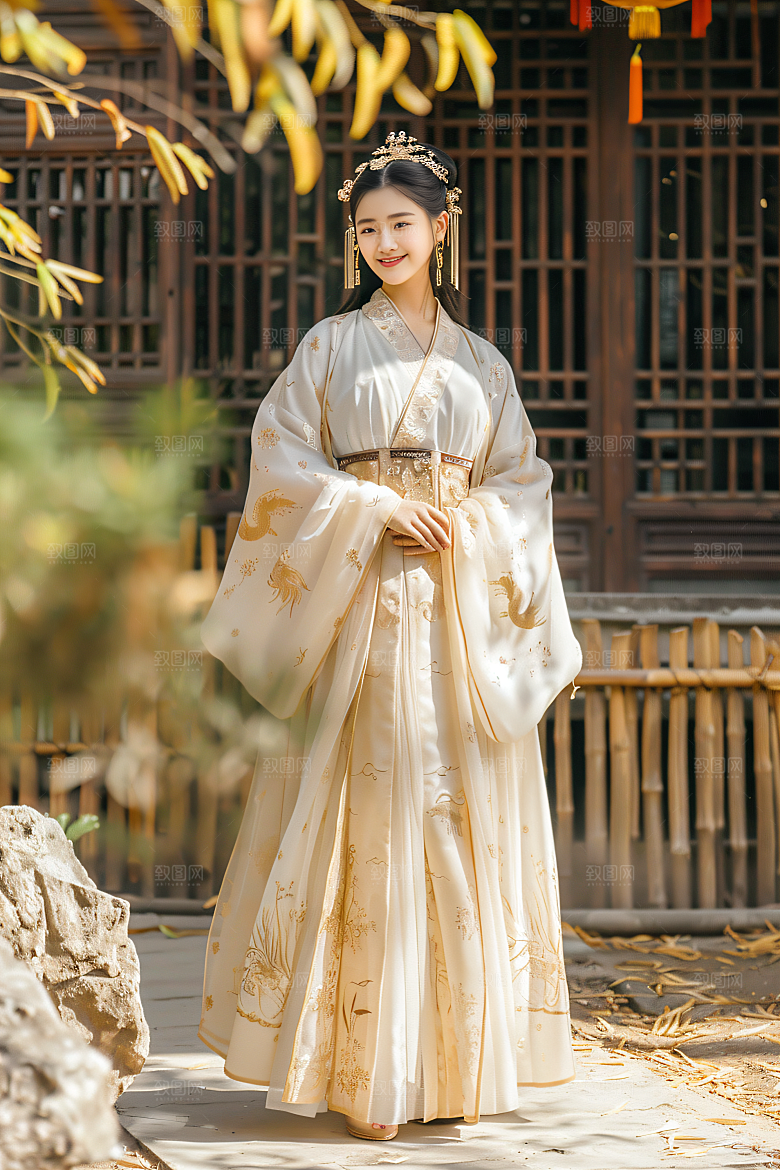 锦鲤汉服美女人像吉祥素材