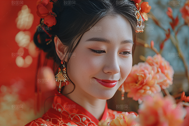 锦鲤汉服美女金鱼古风素材