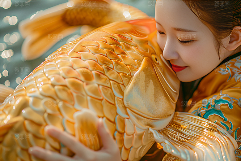 锦鲤汉服美女古风古风素材