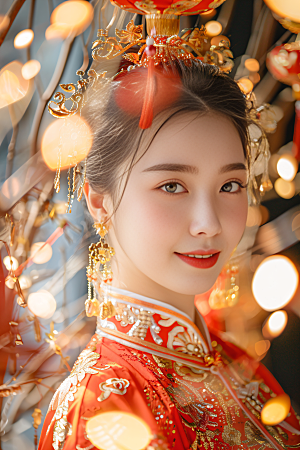 锦鲤汉服美女高清精致素材