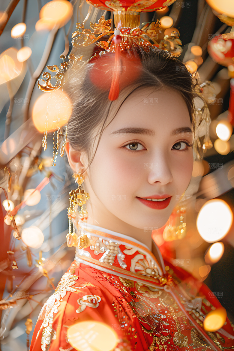 锦鲤汉服美女高清精致素材