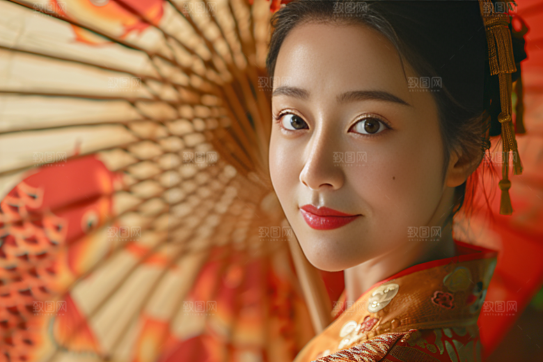 锦鲤汉服美女古风中国风素材