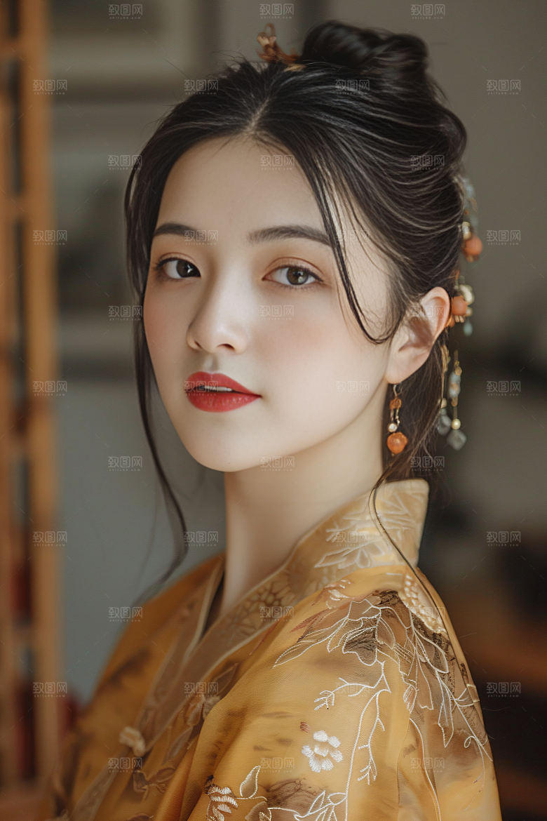 锦鲤汉服美女中国风金鱼素材