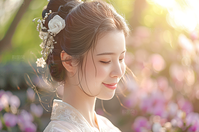 锦鲤汉服美女精致人像素材