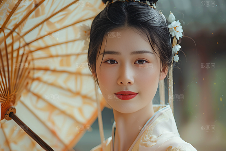 锦鲤汉服美女古风古风素材