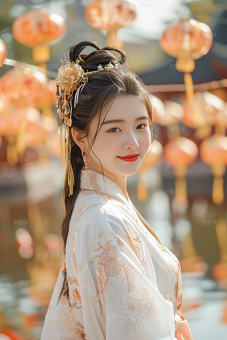 锦鲤汉服美女人像精致素材