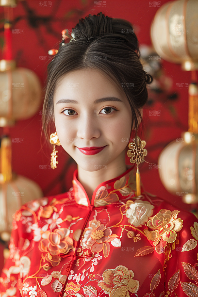 锦鲤汉服美女吉祥肖像素材