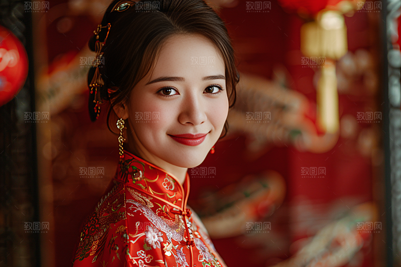 锦鲤汉服美女传统人像素材