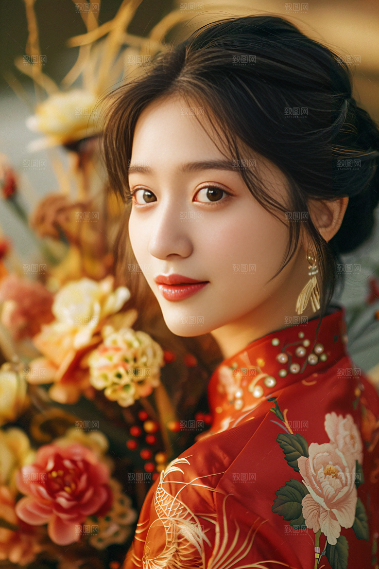 锦鲤汉服美女优雅金鱼素材