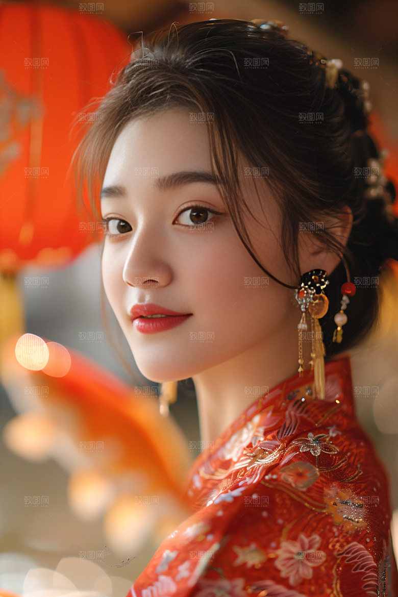 锦鲤汉服美女传统人像素材