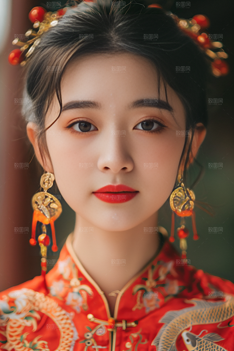 锦鲤汉服美女金鱼中国风素材
