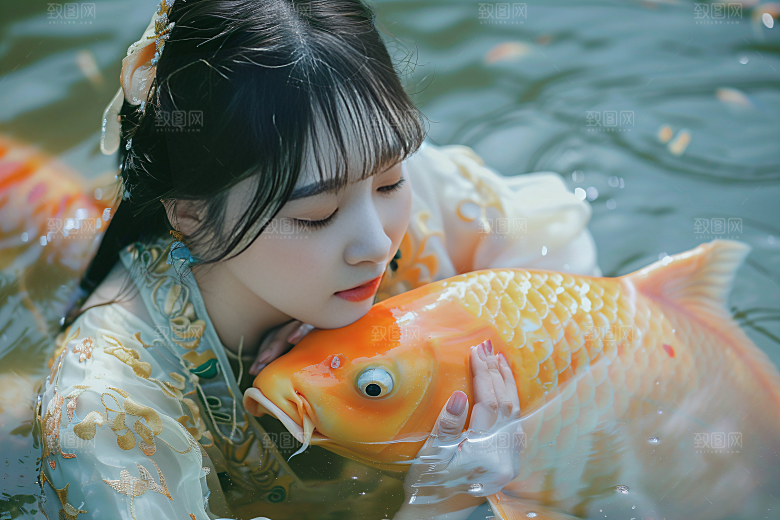 锦鲤汉服美女人像精致素材